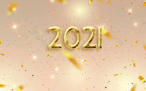 金色背景 质感 碎片 漂浮 礼花 星光 鎏金 2021