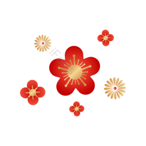 红色 花 新年 节日 元旦 装饰 素材