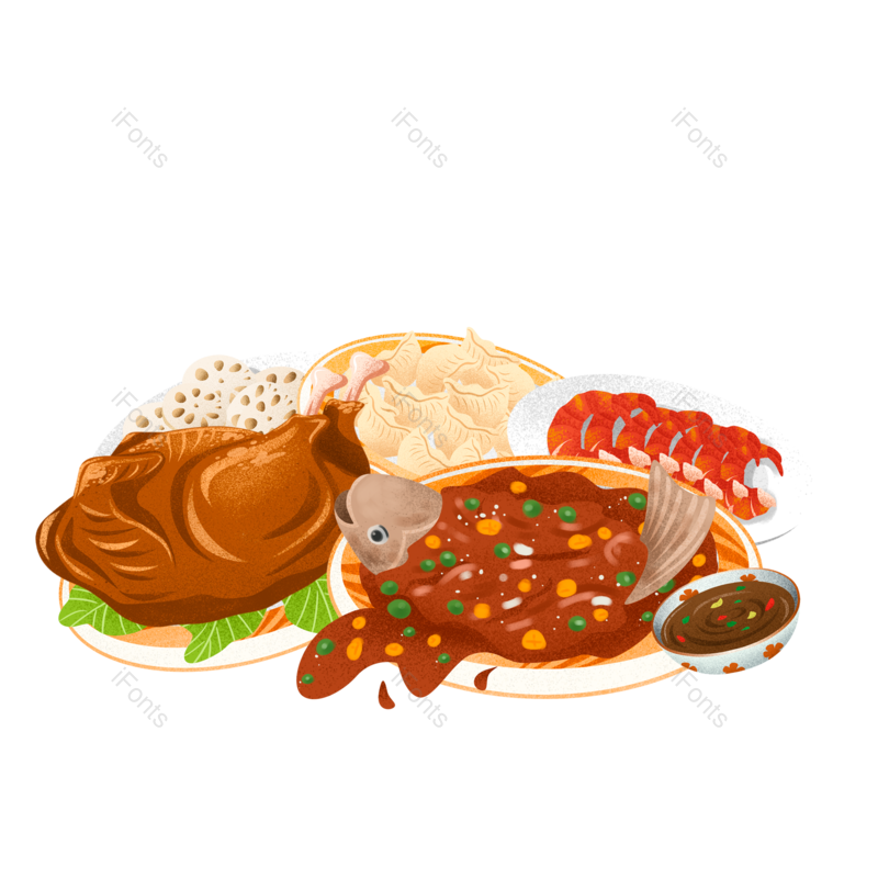 春节图片,除夕元素,新年PNG,手绘免抠素材