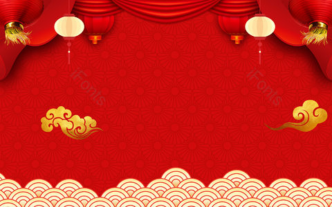 新年 元旦 中国节日 灯笼祥云 花纹背景