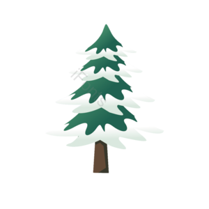 圣诞树 卡通 雪 点缀 绿色