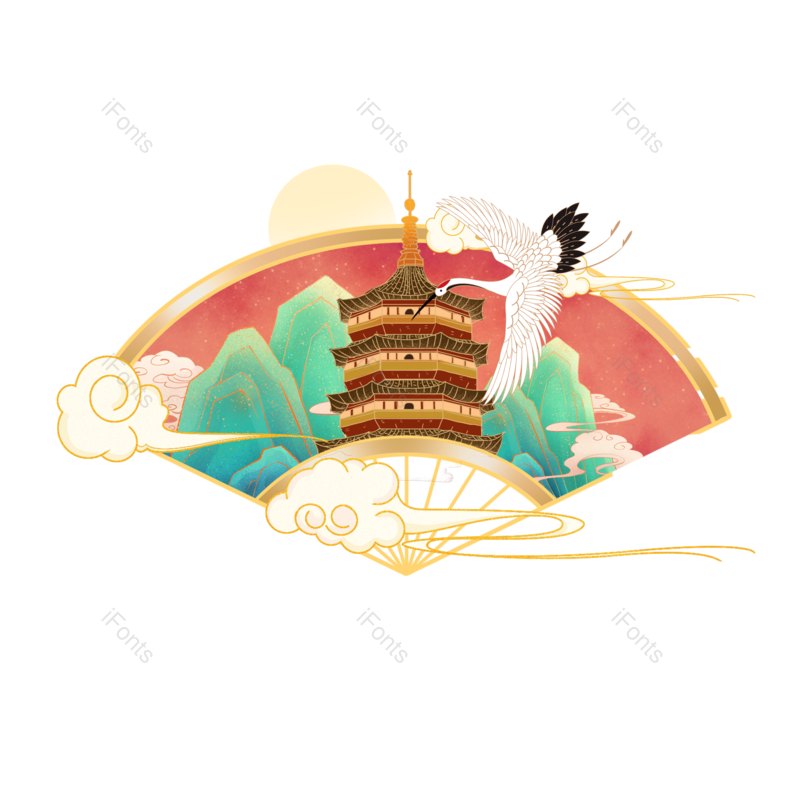 祥云图片,复古元素,中国风PNG,仙鹤免抠素材