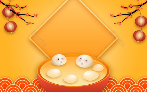 中国风 元宵节 卡通可爱 节日背景 复古风