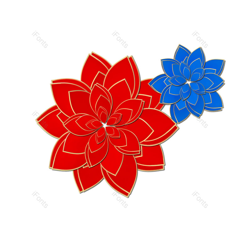 立体花朵图片,剪纸元素,新年剪纸PNG,花朵免抠素材