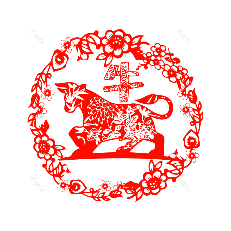 春节图片,喜庆元素,剪纸风格PNG,红色免抠素材