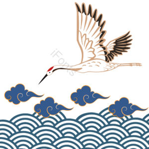 中国风 国潮 鹤 云 手绘 中国 古风 工笔画