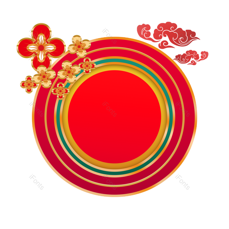 复古图片,元素元素,圆圈PNG,中国红免抠素材
