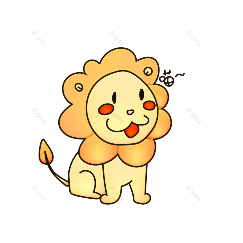 简笔画图片,狮子元素,卡通动物PNG,免抠素材