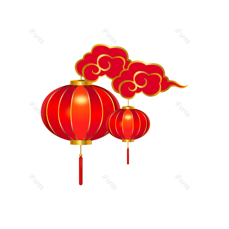 祥云图片,元旦元素,元旦节PNG,灯笼免抠素材