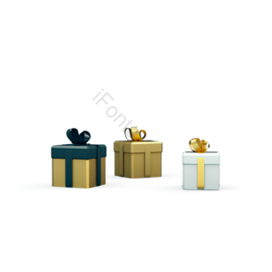 圣诞节 黑金 C4D 低多边形 圣诞礼物