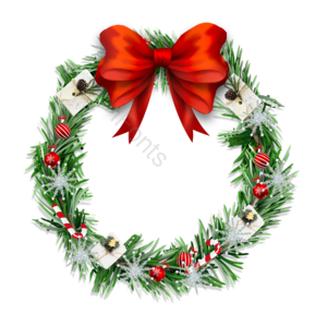 圣诞 圣诞元素 花环 花环PNG PNG 蝴蝶结 雪花 树枝