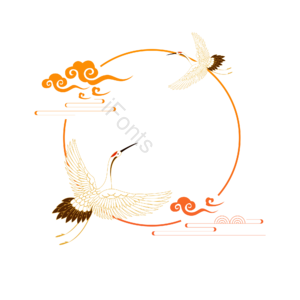 国潮 简约 春节 传统 古典 仙鹤 飞鸟 祥云