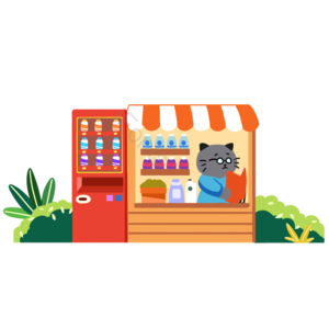 卡通 儿童 小猫 杂货店 店铺