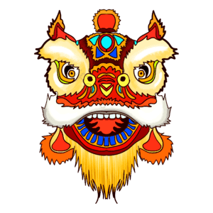 手绘新年 舞狮 狮子头 春节 民俗 新春