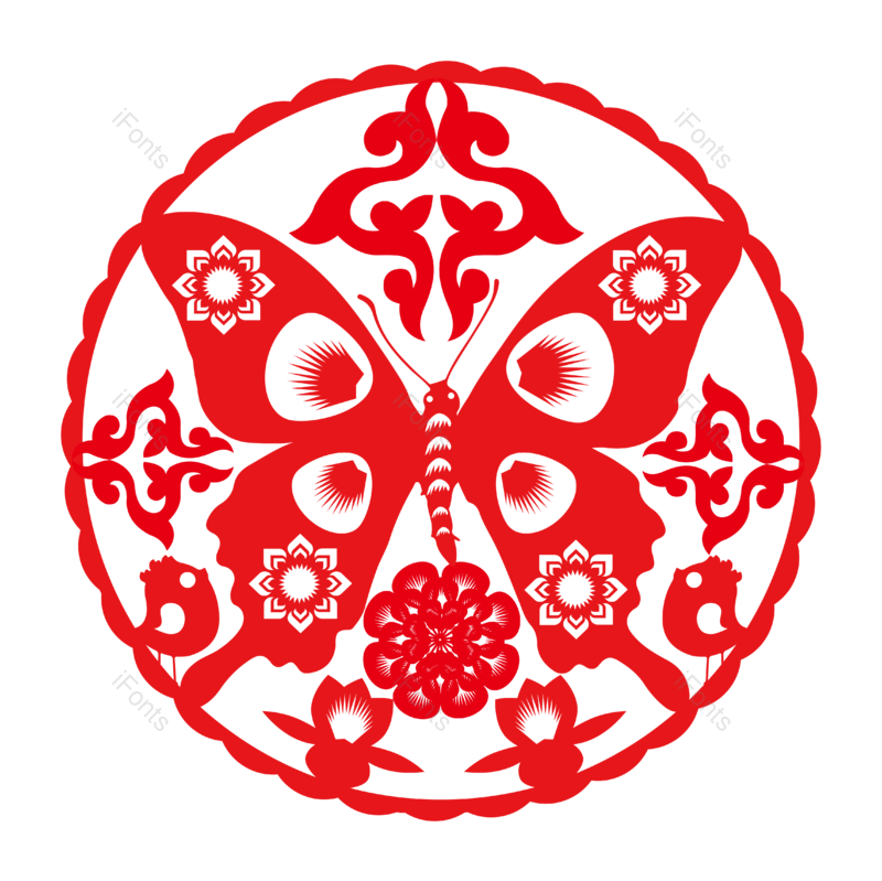 中国风图片,剪纸元素,喜庆PNG,蝴蝶免抠素材