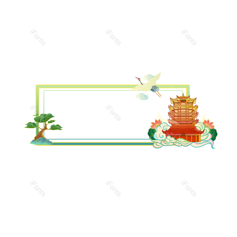 边框图片,装饰元素,复古PNG,荷花免抠素材