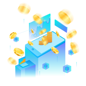 渐变流体 电脑 卡通小人 时尚 渐变 金融 插画