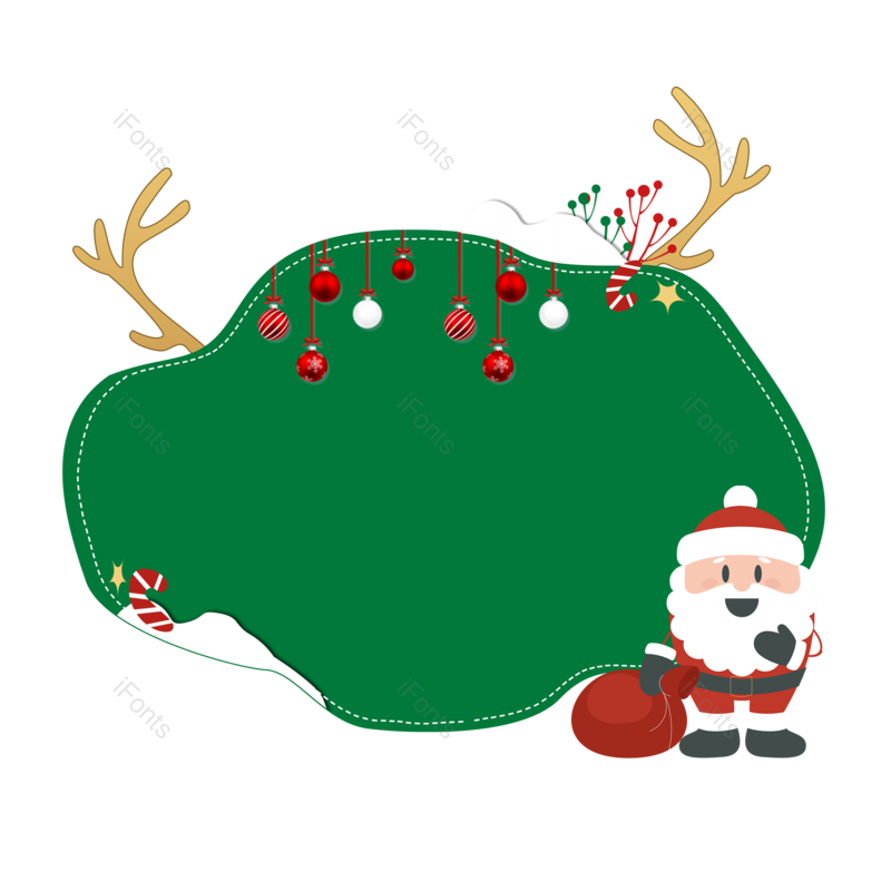 边框图片,元素元素,圣诞老人PNG,绿色免抠素材