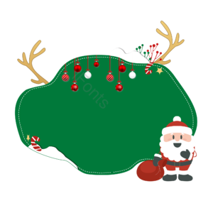 圣诞 绿色 边框 圣诞老人 免抠 元素