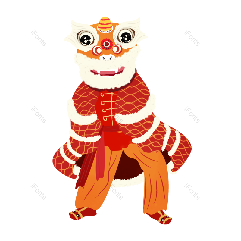 狮子头图片,庆祝元素,新年PNG,手绘免抠素材