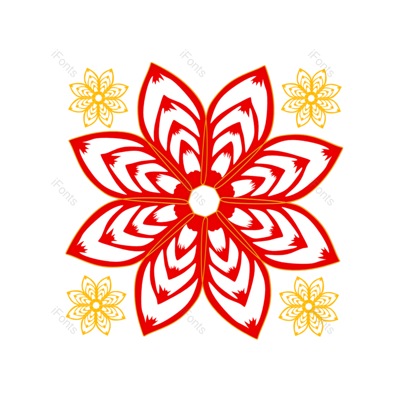 窗花图片,剪纸元素,新年剪纸PNG,花朵免抠素材