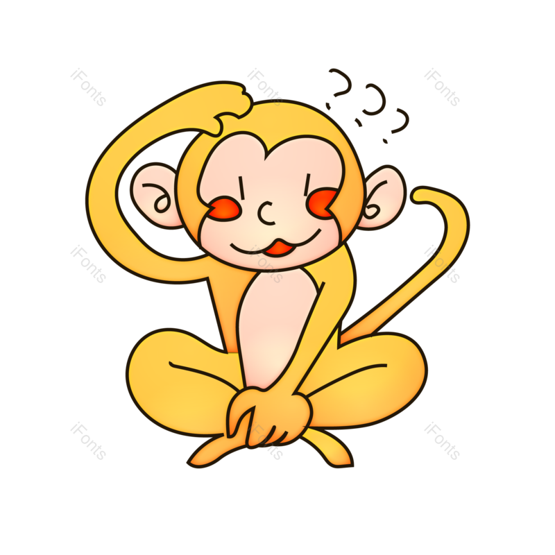 猴子图片,简笔画元素,卡通动物PNG,免抠素材