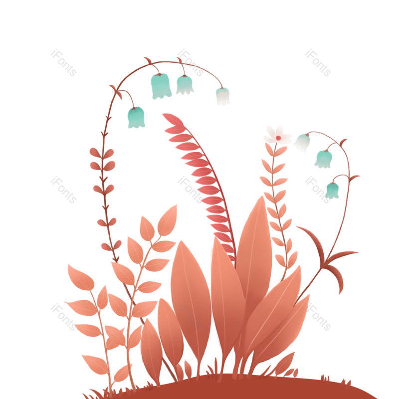 叶子图片,花卉元素,红叶子PNG,白色花免抠素材