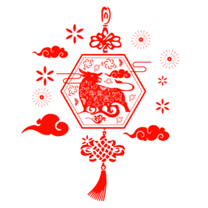 新年 剪纸风格 牛年 装饰 红色 喜庆 春节 牛