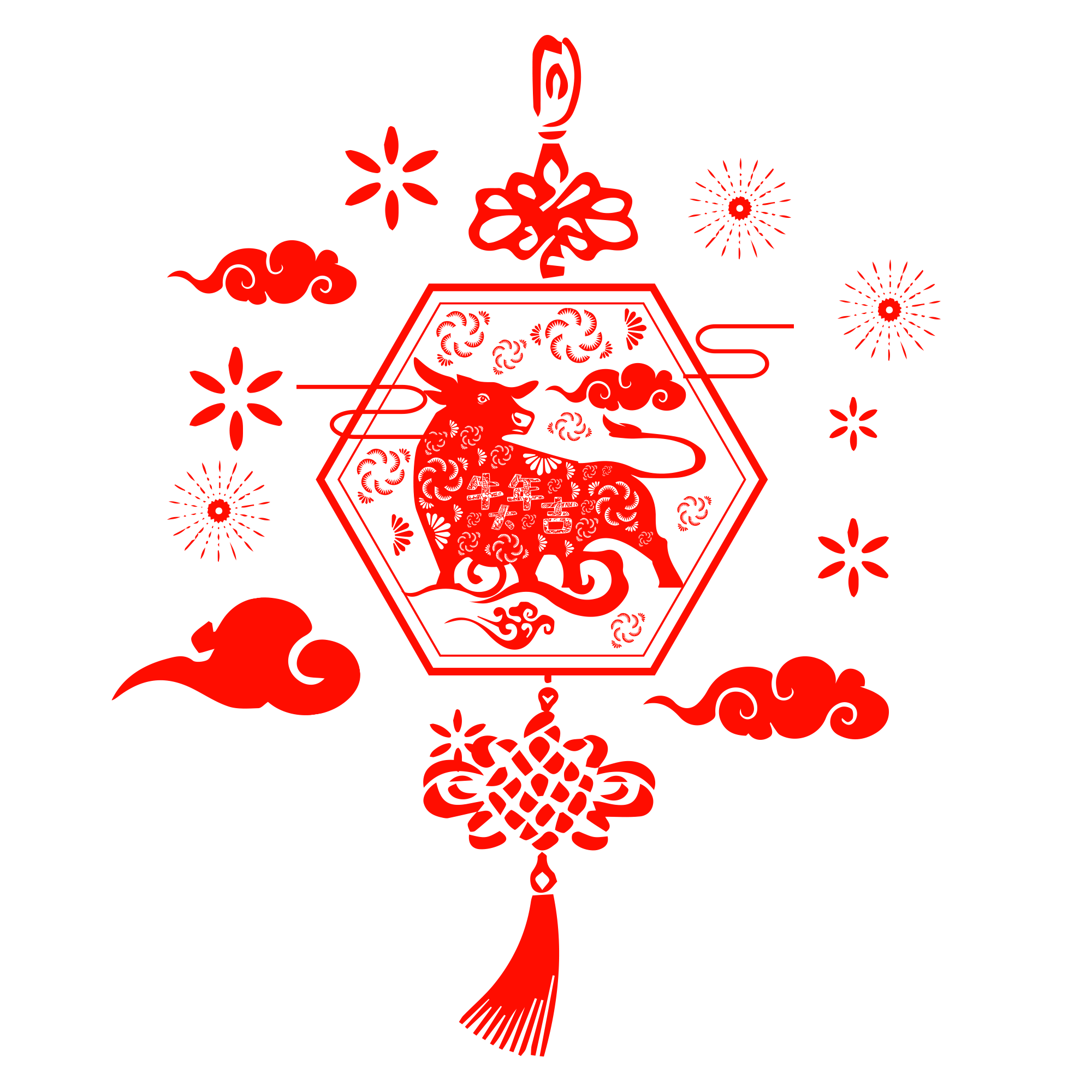 新年快乐剪纸风格红色春节素材png免抠png图片素材 免费下载 图片编号 51ifonts设计助手