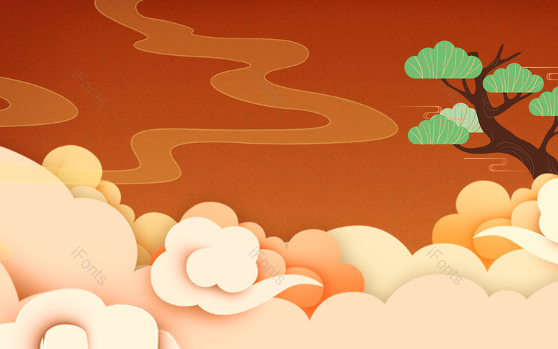 国潮装饰彩色云纹云朵卡通背景,插画/手绘图，插画/手绘图库，插画/手绘图下载,插画/手绘