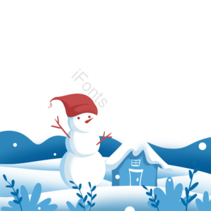 手绘 冬天 户外 雪人 雪花 下雪 雪景