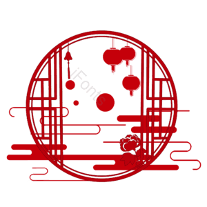 中国风 灯笼 祥云 窗户 红色元素