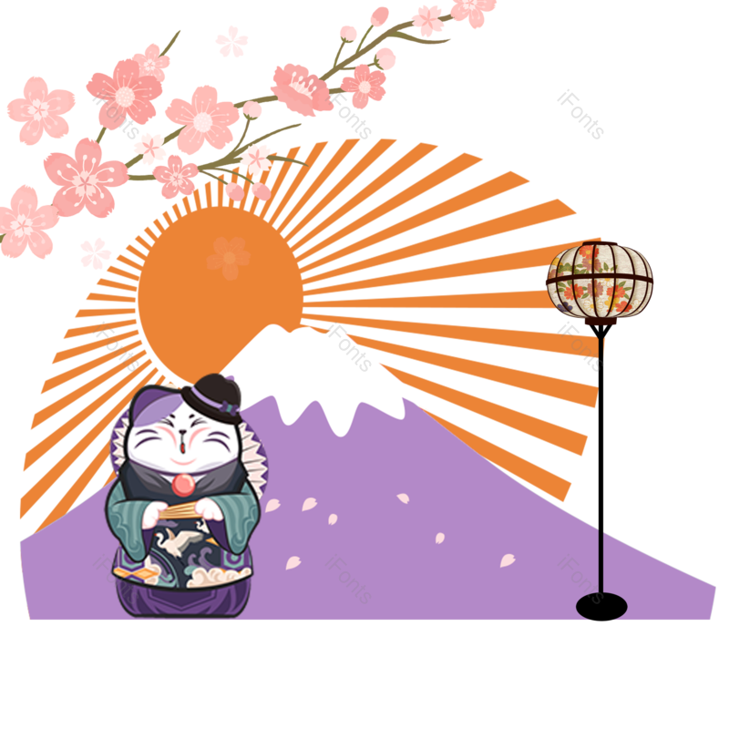 装饰图片,日本元素,日本灯笼PNG,紫色免抠素材