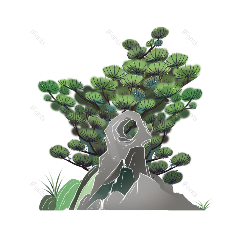 水墨图片,松树元素,水墨树PNG,古风免抠素材