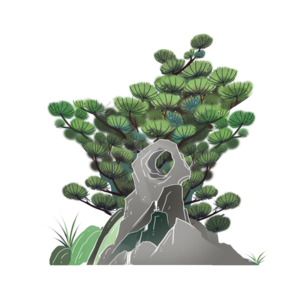 山石 古风 水墨 松树 国潮 树 水墨树