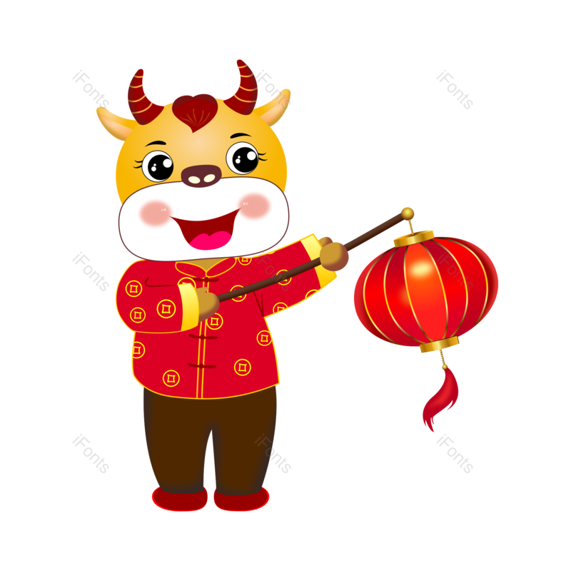 春节图片,手绘牛元素,年货节PNG,新年免抠素材