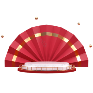 C4D 中国风 国潮风 扇子 展台 元素 免扣png 红色