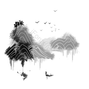 国潮 古风 山水 水墨 泼墨 中国