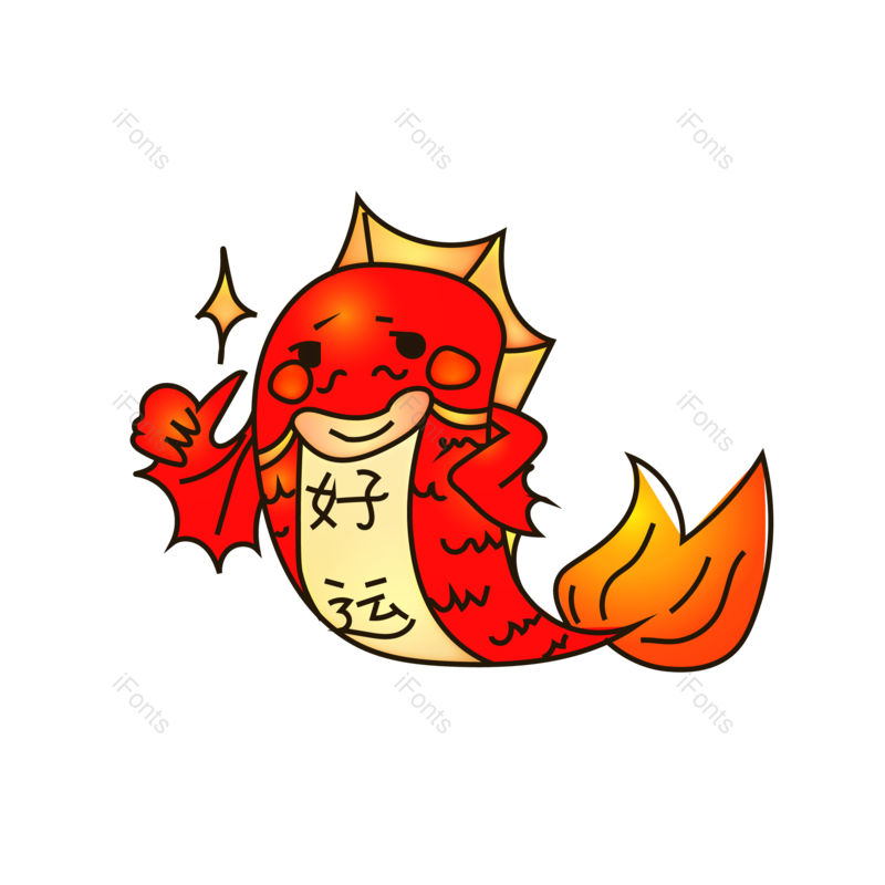 锦鲤图片,简笔画元素,卡通动物PNG,免抠素材