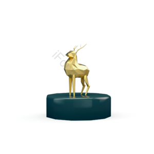 圣诞节 黑金 低多边形 C4D 圣诞小鹿