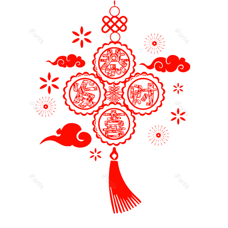 喜庆图片,剪纸风格元素,恭喜发财PNG,红色免抠素材