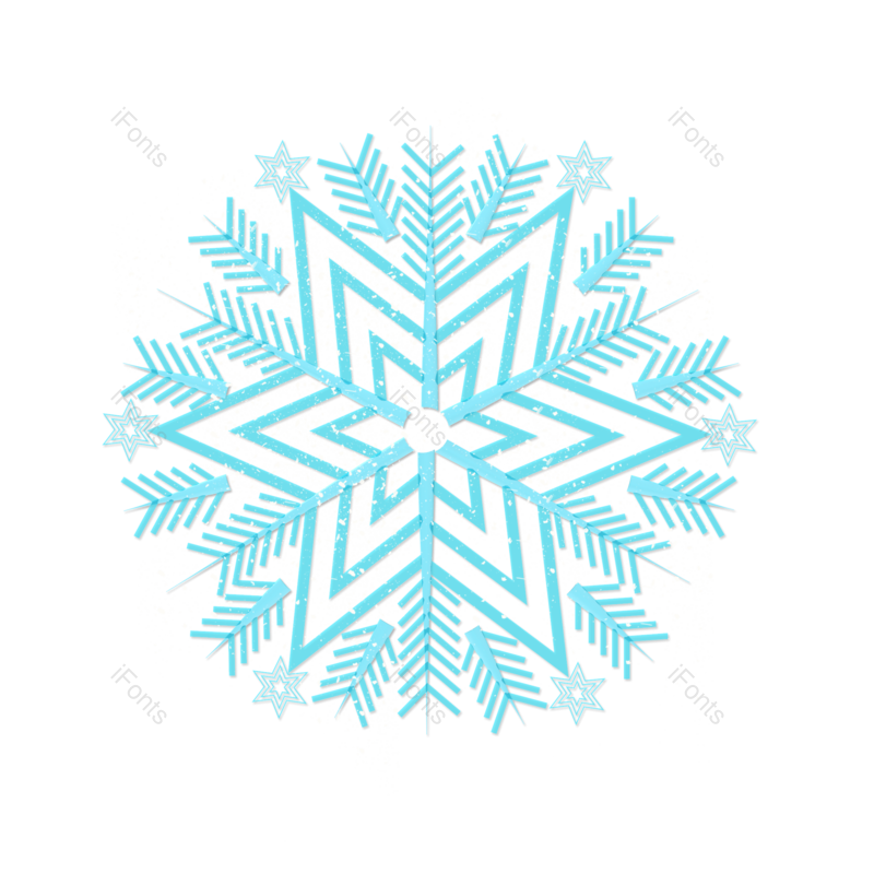 立体雪花图片,蓝色雪花元素,雪花PNG,下雪免抠素材