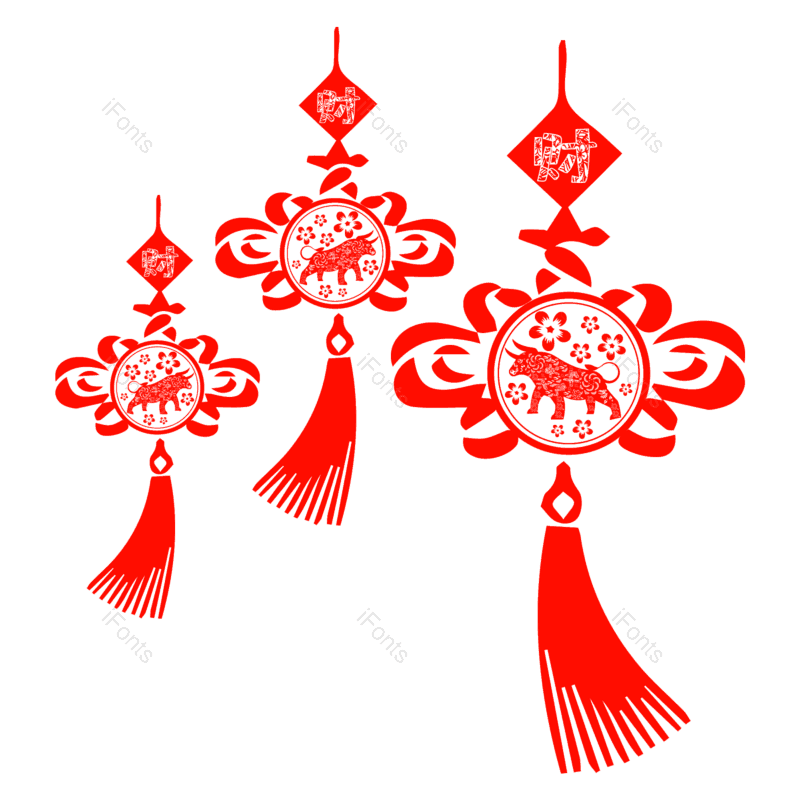 喜庆图片,中国结元素,剪纸风格PNG,红色免抠素材