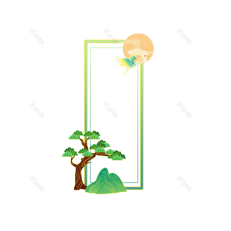 边框图片,复古元素,仙鹤PNG,传统免抠素材