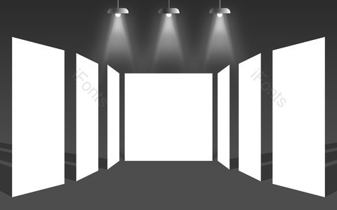 室内 吊灯 展示架 背景 空间 白色 黑色 海报展架