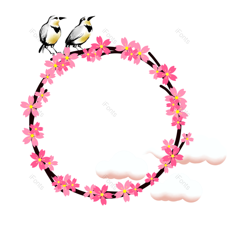 边框图片,元素元素,花环PNG,小鸟免抠素材