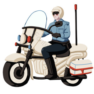 复古风格 交通警察 摩托车 头盔 墨镜 车 安全教育