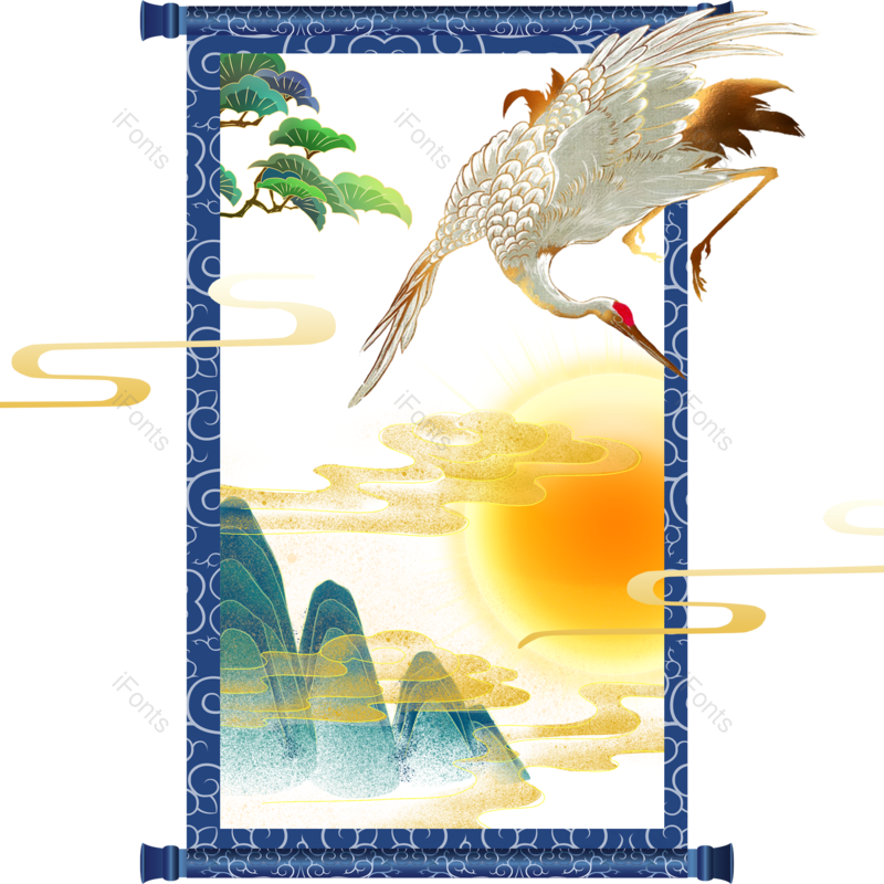 祥云图片,中国风元素,春节PNG,仙鹤免抠素材