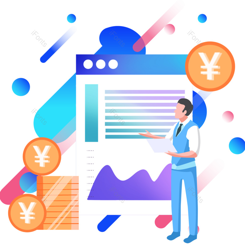 金融图片,插画元素,电脑PNG,卡通小人免抠素材