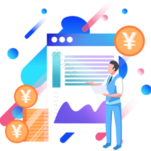 渐变流体 电脑 卡通小人 时尚 渐变 金融 插画